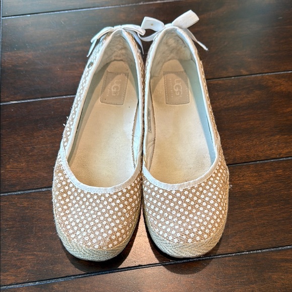 UGG Indah Polka Dot Burlap Slip-On Flats Size 7 - Picture 2 of 10